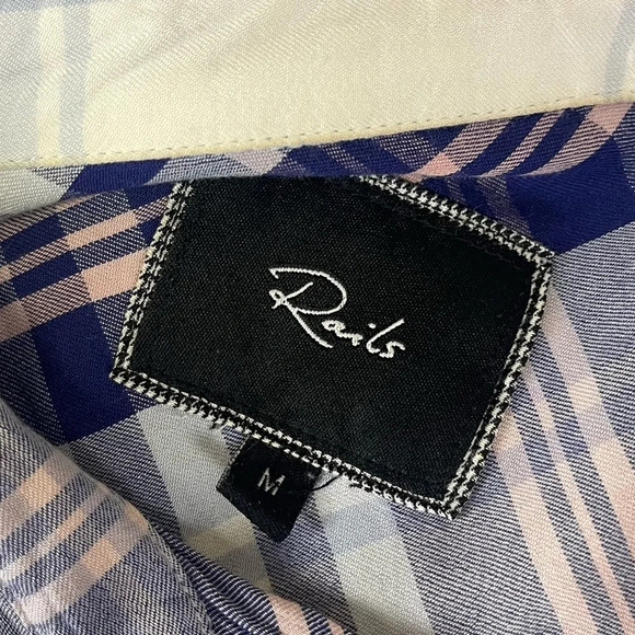 Rails Button Up Shirt Womens Size Medium Purple Blue Plaid Long Sleeve - Picture 4 of 10